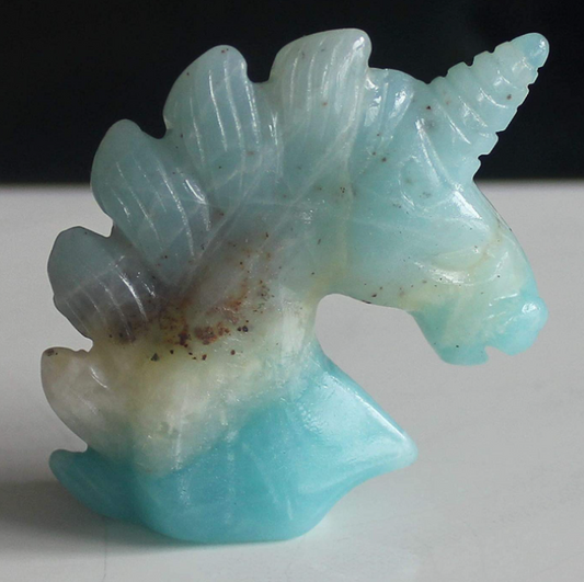 2'' Hand Carved Mixed Gemstone llanite Amazonite Fluorite Crystal Dragon Blood Jasper Unicorn Crystal Figurine Carving